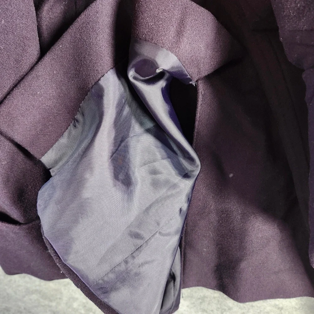 Michael Kors Purple Double Breasted‎ Hooded Wool Blend Coat Women 10 Designer
